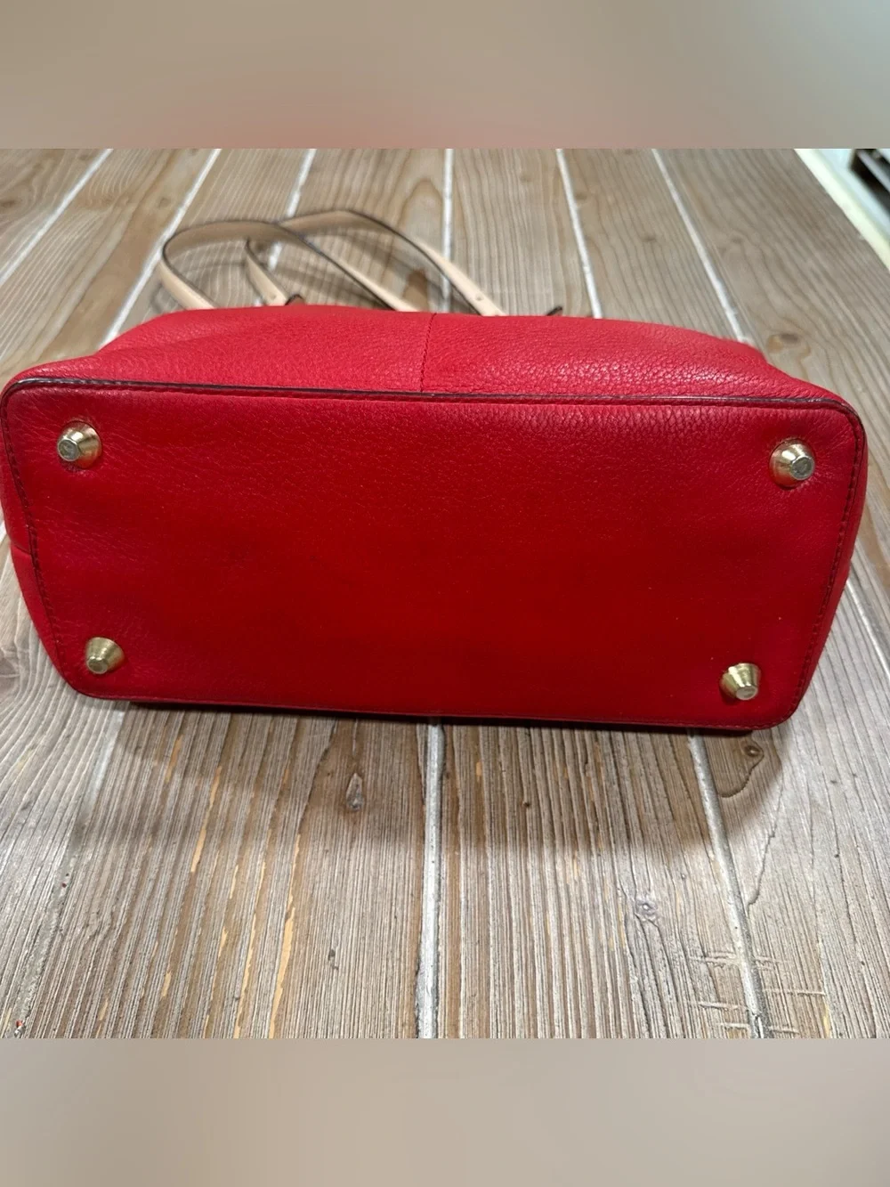 Michael Kors Bedford Medium Top Zip Pocket Tote Bag in Red Pebbled Leather